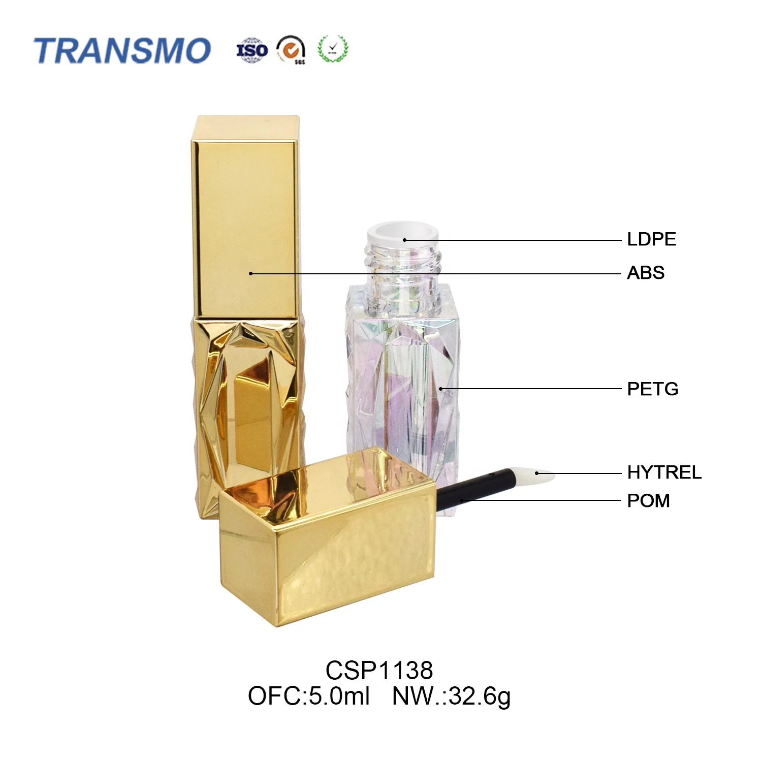 Diamond crystal lip gloss tubes empty lipgloss tubes wholesale 3ml 5ml lip oil tubes