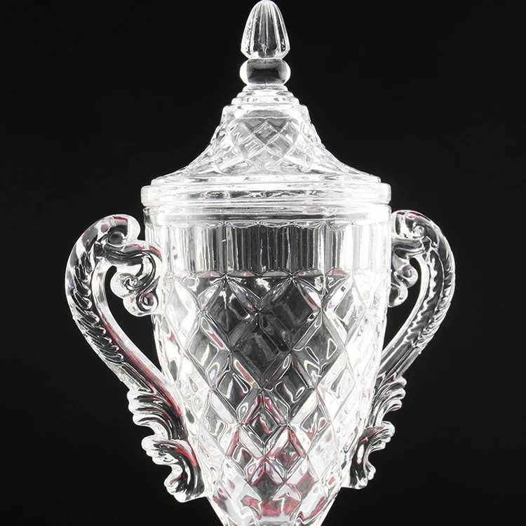 crystal vase trophy big cup award with black base