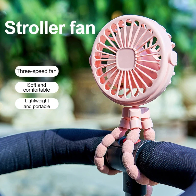 1 PCS Multi-functional Stroller Handheld Mini Fan Portable USB Charging Octopus Stand Variable Styling With LED Lights