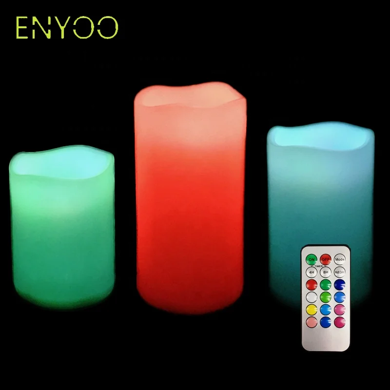 12 Color Changing Flameless LED Candle with 18 Keys Timer Remote Control