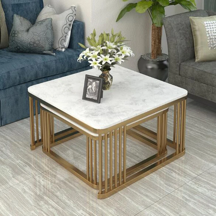 Simple Nordic style marble combination side table furniture  sofa center table square table