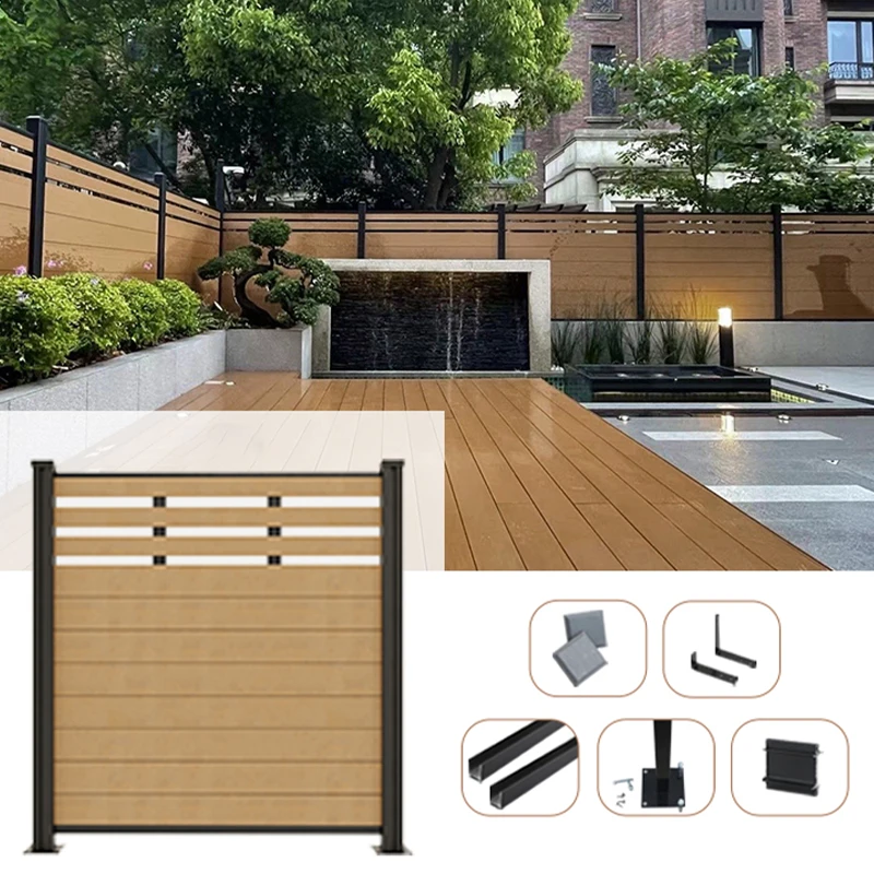 Manufacture Privacy Wood Plastic Composite Fence Balcony Fencing Material Outdoor Garden WPC Fence