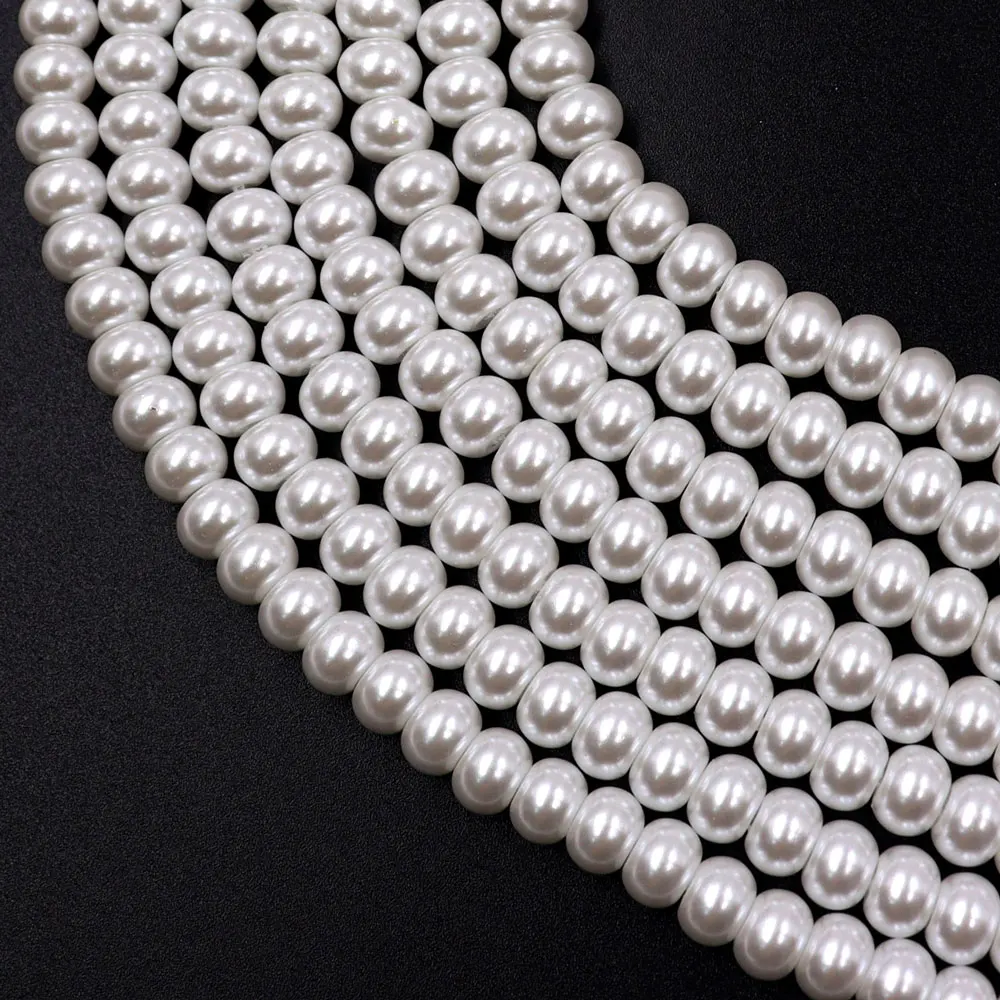 New Arrival 8mm White Glass Abacus Shape Beads Factory Cheap Price Loose Glass Pearls for DIY Jewelry Making