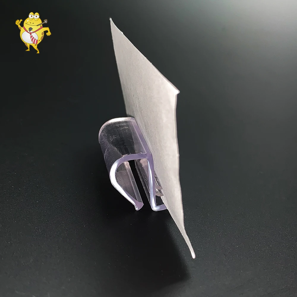 Clear PVC Hook Label Holder Clip Sign Holder Price Tag Display for Supermarket