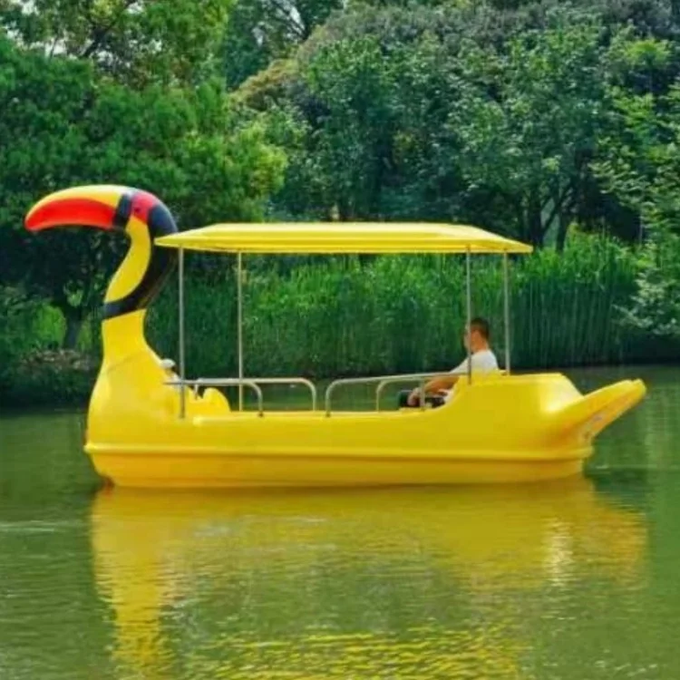 New arrival cartoon colorful water park equipment for 4 people electric swan boat