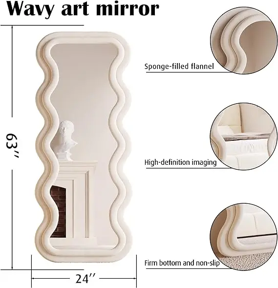 Hot Sale New Trend Irregular Framed Wall Wavy Mirror Full Length Mirrors