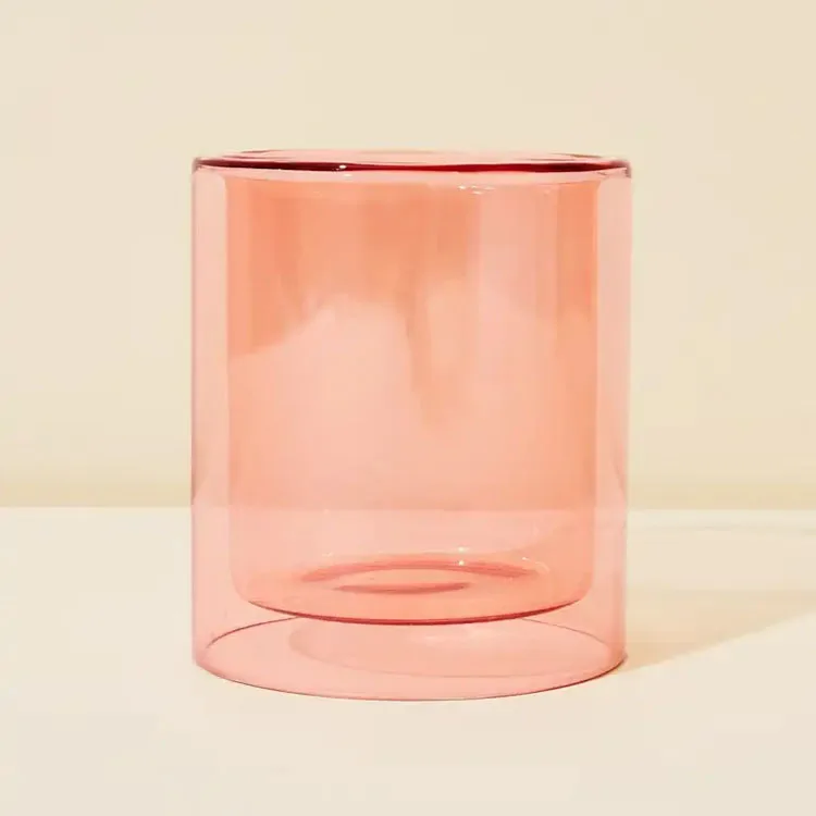 Wholesale Colored Double Wall Borosilicate Glass Tube Candle Vessel Candle Jar Candle Holder