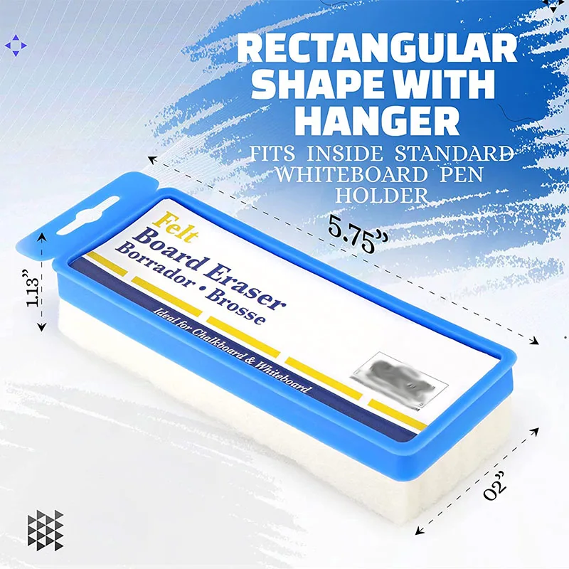 Chalkboard Eraser, Whiteboard Eraser with Hanger Rectangular Dry Erase Blackboard White Felt Eraser for School, Office and Home