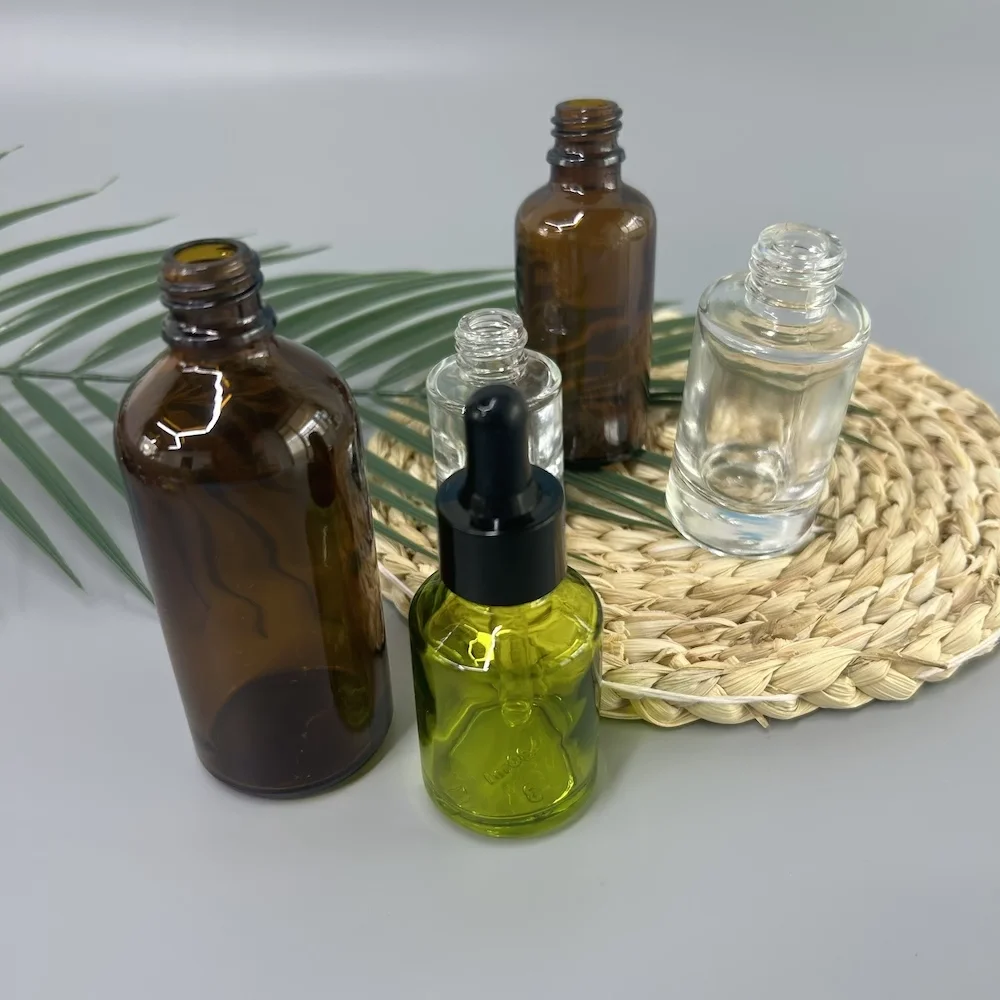 30ml Transparent amber mini travel sample bottle dropper glass essential oil vials