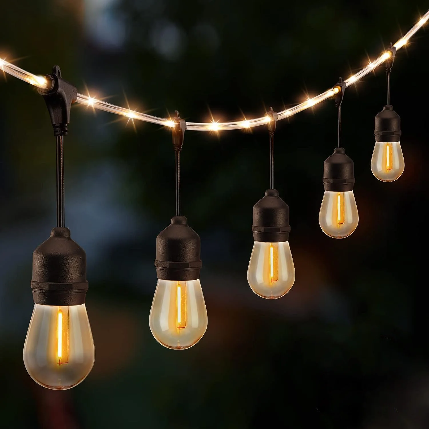Upgraded S14 Glowing Mains Cord Outdoor Pathway Light led Patio String Lights Garden Heavy-Duty Decorative IP65