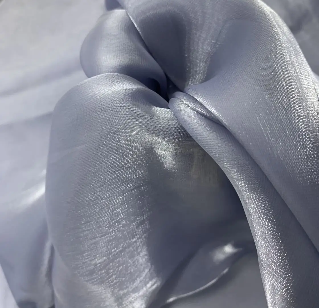 Soft Polyester Satin Shiny Korean Organza Fabric For Dress