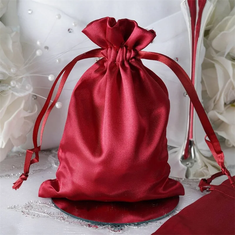 Fashion Trending High Quality Satin Bags with Drawstrings for Wigs Jewelry Lingerie Handbags Hair satin Pouch Bag for Gift