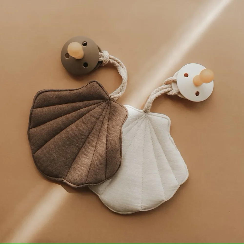 Индивидуальный держатель для соски из органического муслина и хлопка нейтральный подарок душа