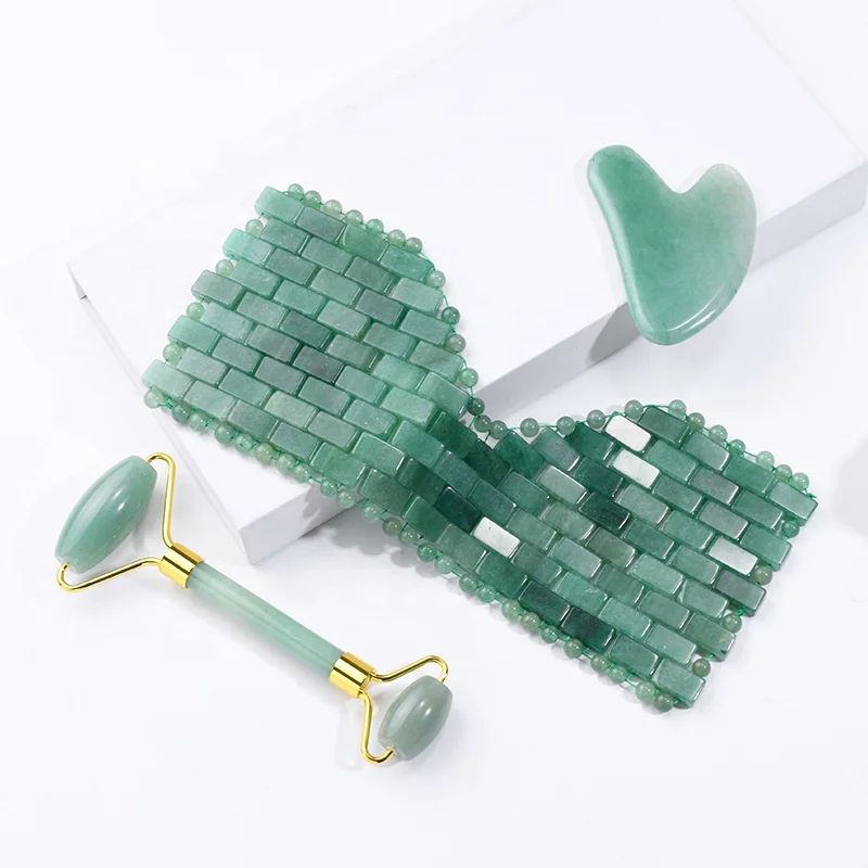 Черный нефритовый ролик для лица, натуральный обсидиановый нефритовый гуаша для массажа лица и тела