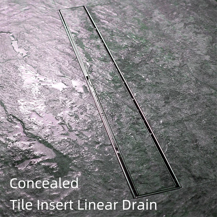 Concealed Linear Shower Drain Stainless Steel Long Floor Drain Trap for Hotel Bathroom