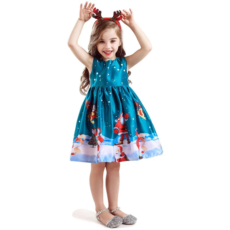 
Christmas dress boutique clothing kids frock designs bufflo girl dress 