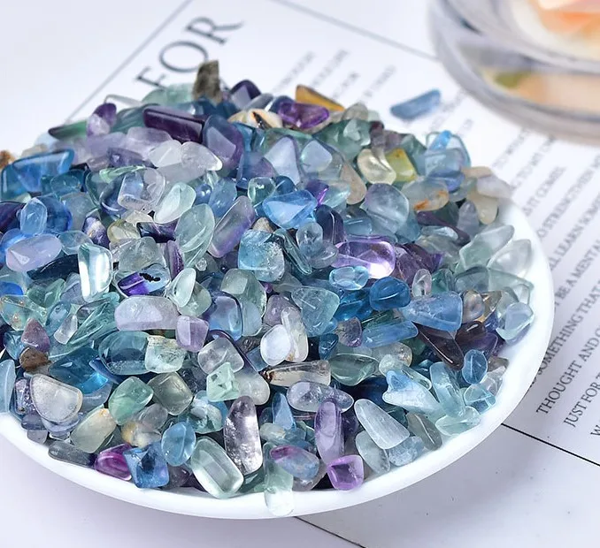 Factory Wholesale Natural Colorful Fluorite Chips Purple Crystal  Quartz Chips Chakra Pocket Stone CHENYISHI 5-7mm 7-9mm