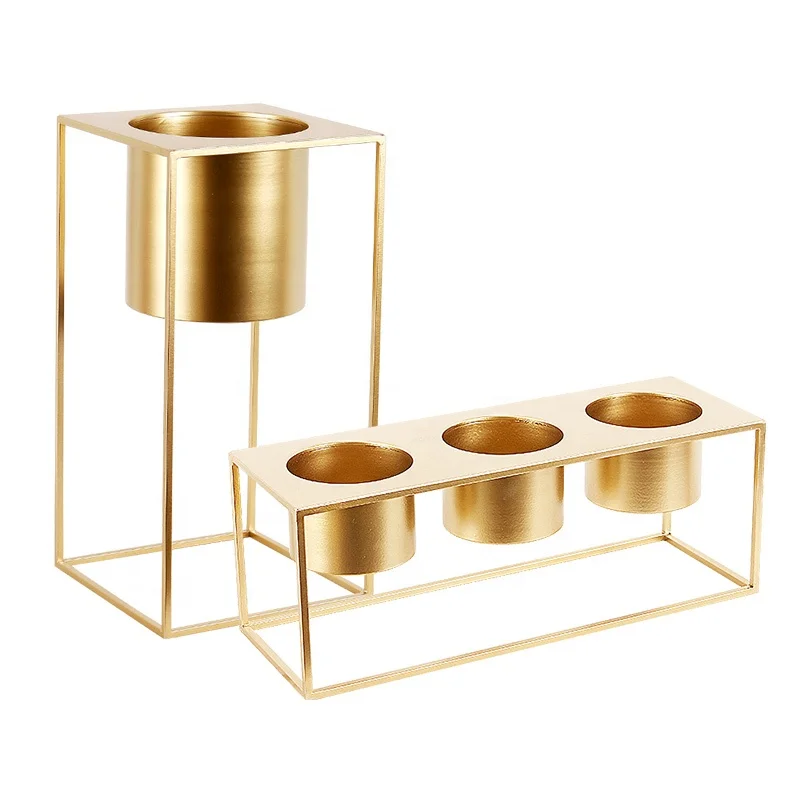Gold Small Size Table Planter With Metal Stand Customized Decorative Small Flower Pot And Planter For Home Decoration