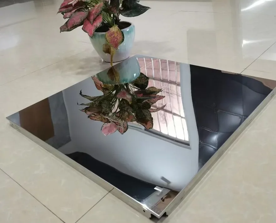 Hammered Effect Stainless Steel Clip in Ceiling Panel in Blue Color Metro Station Design