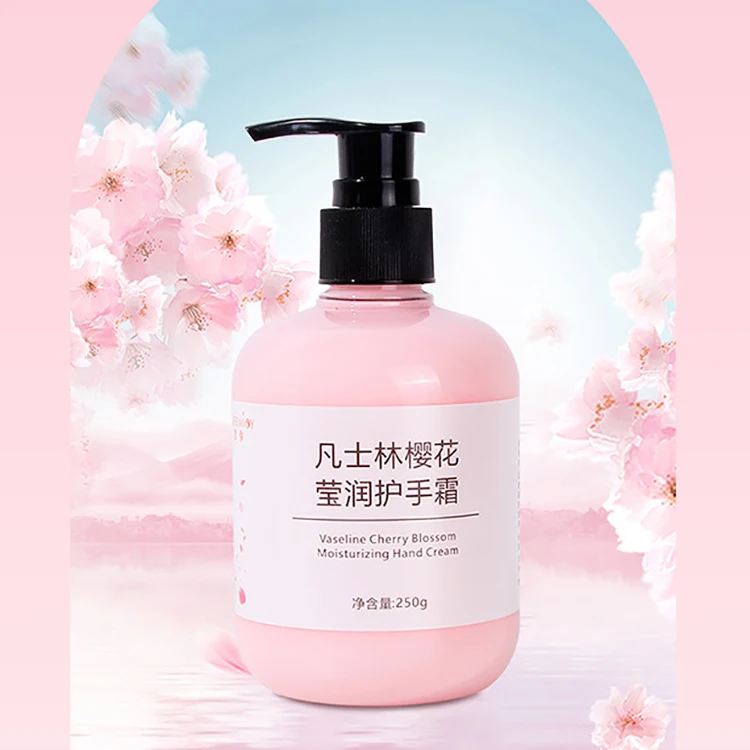 Wholesale 250g Natural Hand Care Lotion Anti-Drying Moisturizing Deep Hydrating Chamomile Cherry Blossom Peach Hand Cream