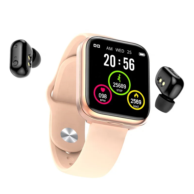 
Newest Arrival X5 2 In 1 Wireless Earphone Smart Watch Heart Rate Monitor Full Touch Screen Fitness Watch 