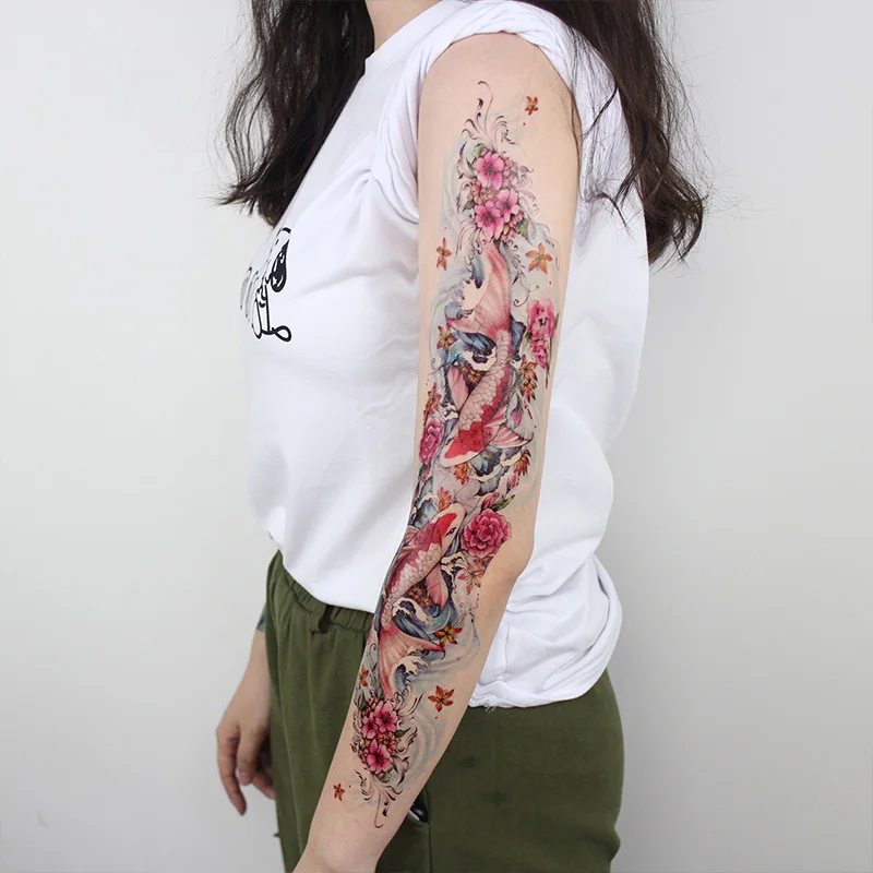 Custom Large colour Temporary Tattoos Full Arm Temporary Tattoo Sleeve for Men and Women Fake Large 3D Tatoo Stickers
