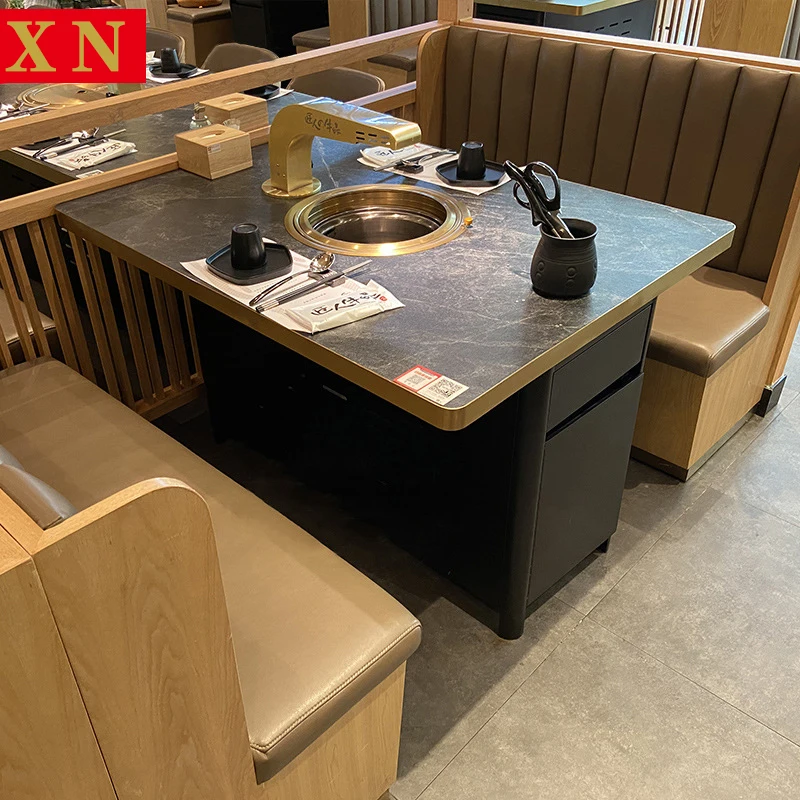 Korean BBQ Grill Table Smokeless Restaurant Black Charcoal Barbecue Tables