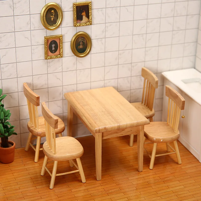 High Quality Wooden 1:12 Dollhouse Furniture Doll House Kitchen Miniature Dollhouse Accessories of Dining Room Accessory