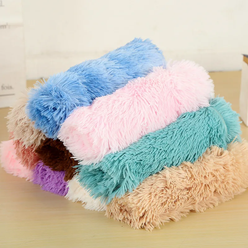 Wholesale manufacturer soft luxury plush dog blanket pink grey white pet blanket cat dog bed