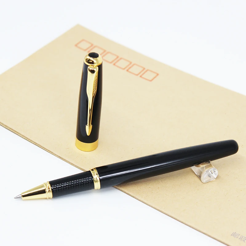 Black Silver Ball Point Pen Luxury Heavy Custom Logo Advertising Premium Gift Metal Pen