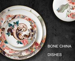 Керамическая обеденная тарелка с цветочным узором, 10 дюймов, китайские столовые сервизы