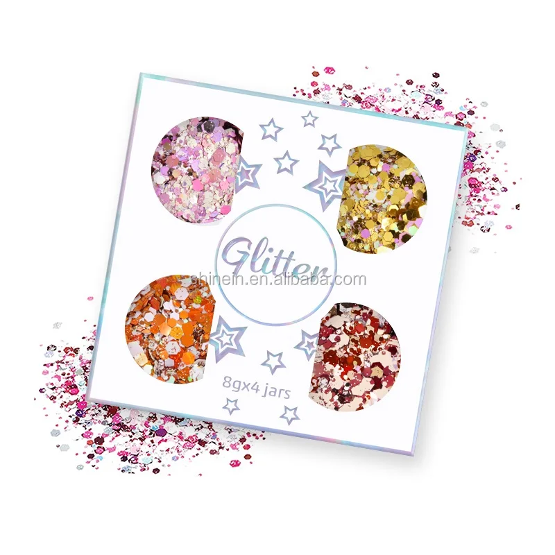 Wholesale Shimmer Polyester Body Face Nail Glitter Cosmetic Holographic Chunky Glitter for Festival Party