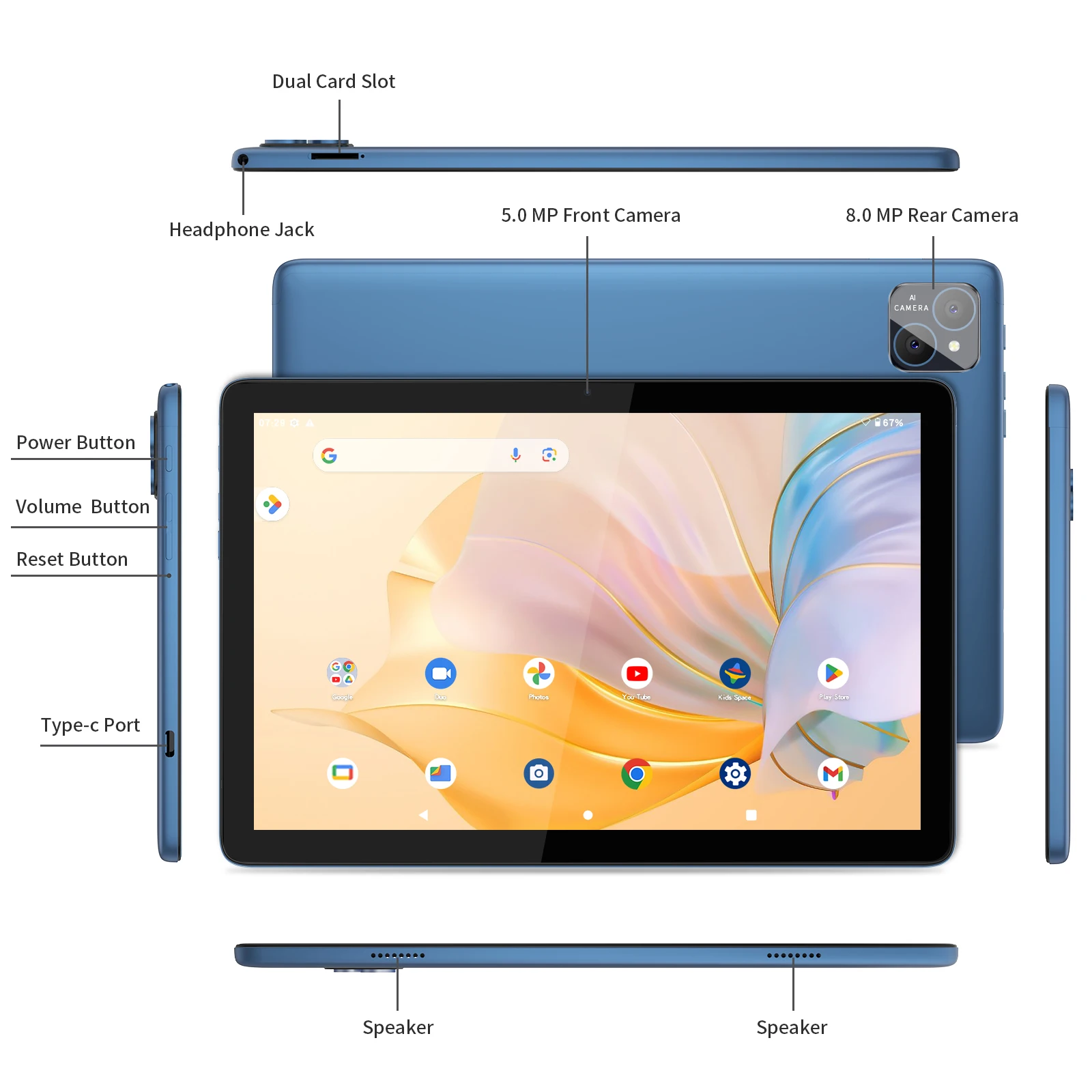 Factory wholesales Cheap 4G LTE tablet pc 10.1inch tablet Octa core RAM 12GB+128GB with SIM card slot Android 14 student tablet