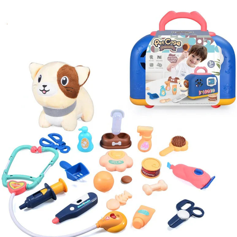 Hot Sale Role Play Toy Set Cute Pretend Pet Toy Carry Cage Pretend Pet Care Toys