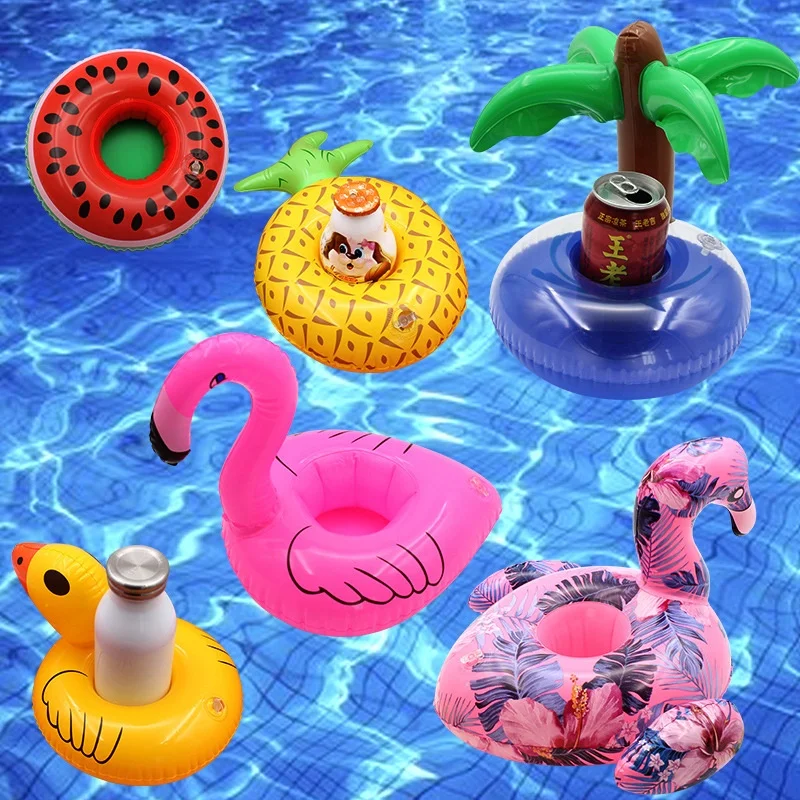 Swimming Pool Drink Holder PVC Inflatable Flamingo Unicorn Pineapple Watermelon Donuts Swan Palm Tree Crab Whale Red Lip