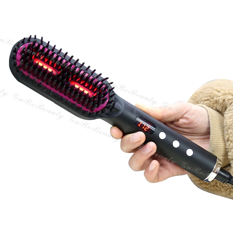 Gubebeauty mini anion infrared portable electric comb hair straightener hair curling wand electric hair brushes for homeuse