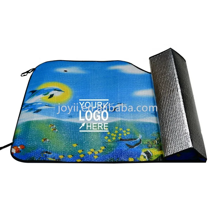 Folding car front windshield sun shade with pouch for customized logo automotive window blinds car front windscreen sun shade