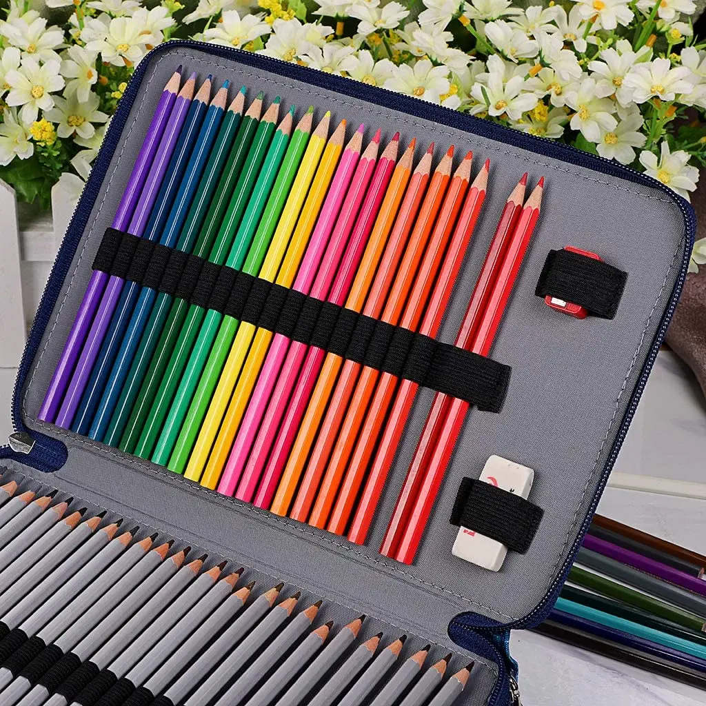 Large Capacity Pencil Organizer With Handle Strap Pencil Pouch For Teen Boys Girls Customized 200 Slots Pencil Holder Pen Bag