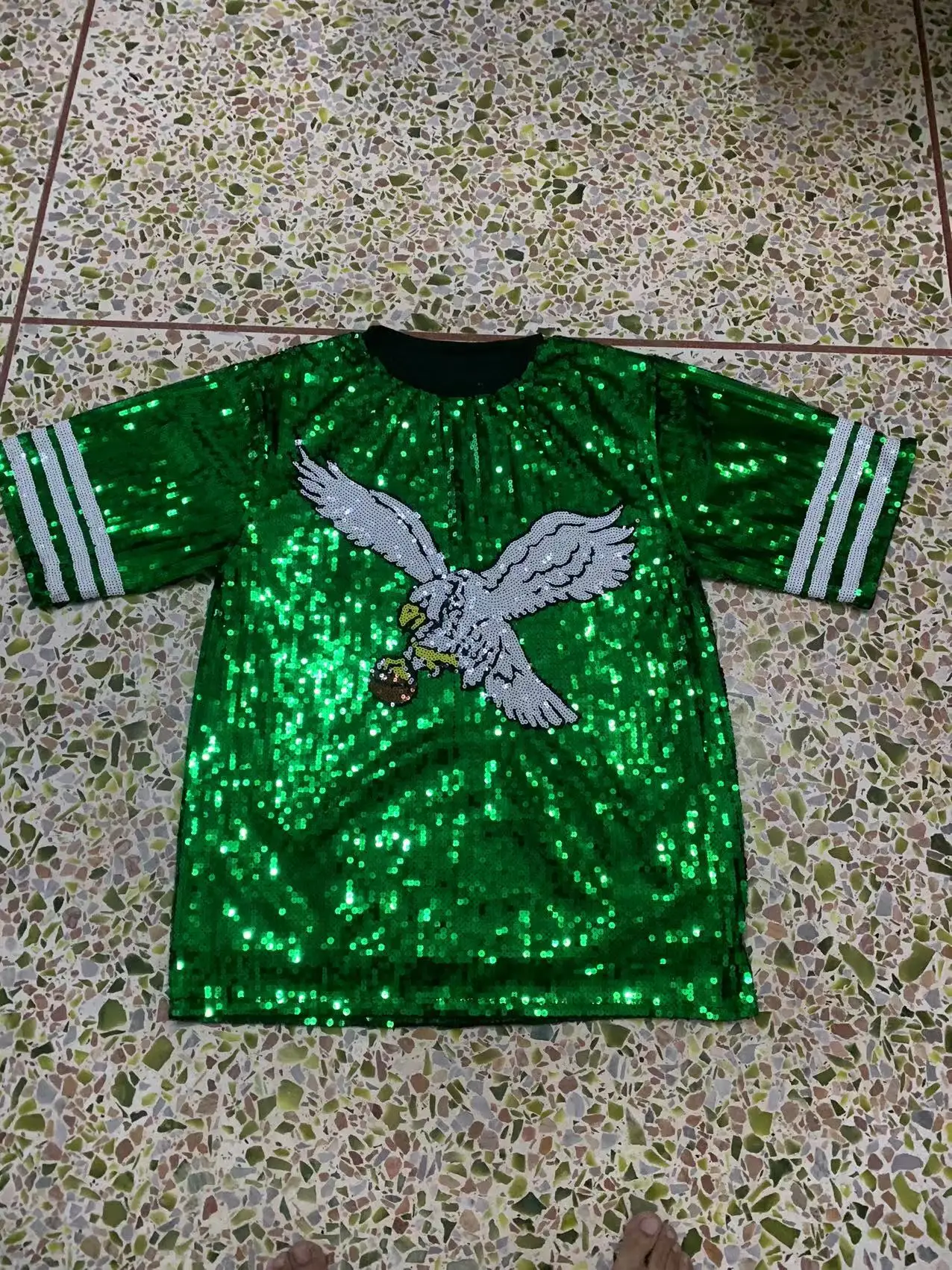 Kelly green fashion sequin dress nfl jersey kelly green eagles sequin shirts