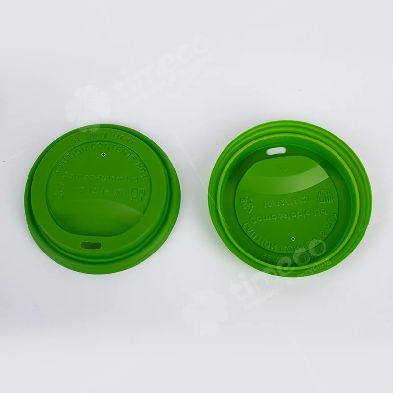 Eco-friendly Disposable Cup Lids Compostable green color BPI certificated CPLA Cup Lid