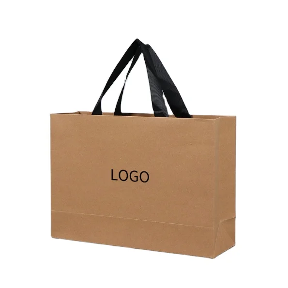 High Quality Reusable Brown Paper Kraft Shopping Bag White Cardboard Carrier Eco-Friendly Grocery Bags