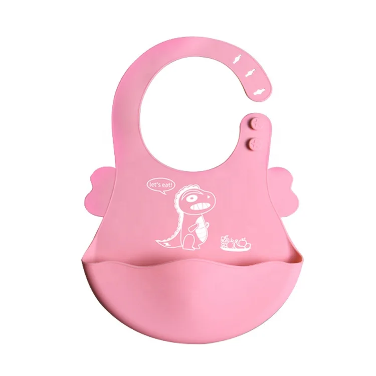 Baby supplies products food grade silicone baby bibs waterproof dinosaur cartoon silicone baby bib for free sample