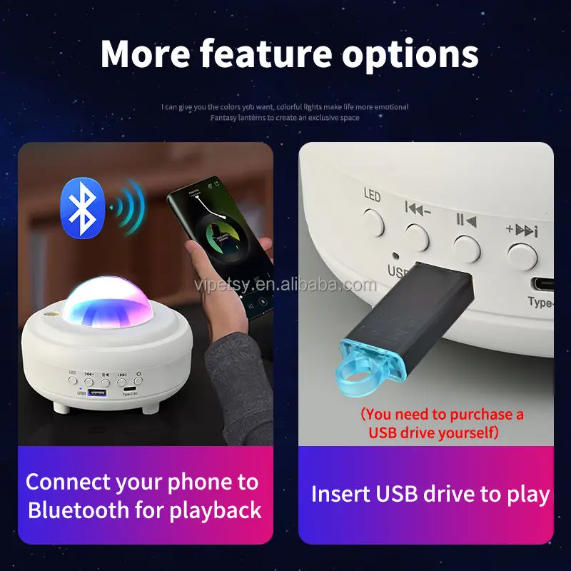 Home KTV music table lamp small night light gift lighting USB wireless audio colorful atmosphere projection light