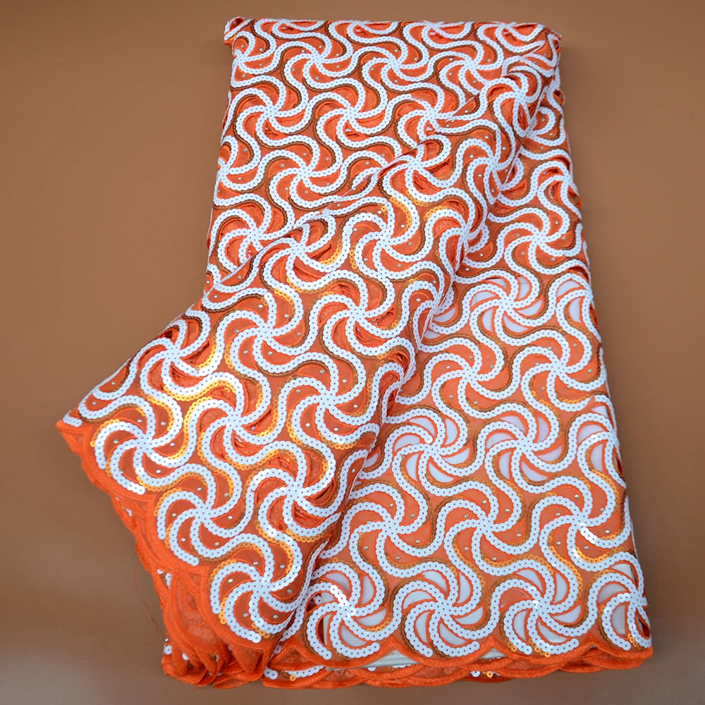 High Quality French Organza Embroidery Lace Fabric Bridal Wedding Dress Beauty Sequins Organza Sewing New Style