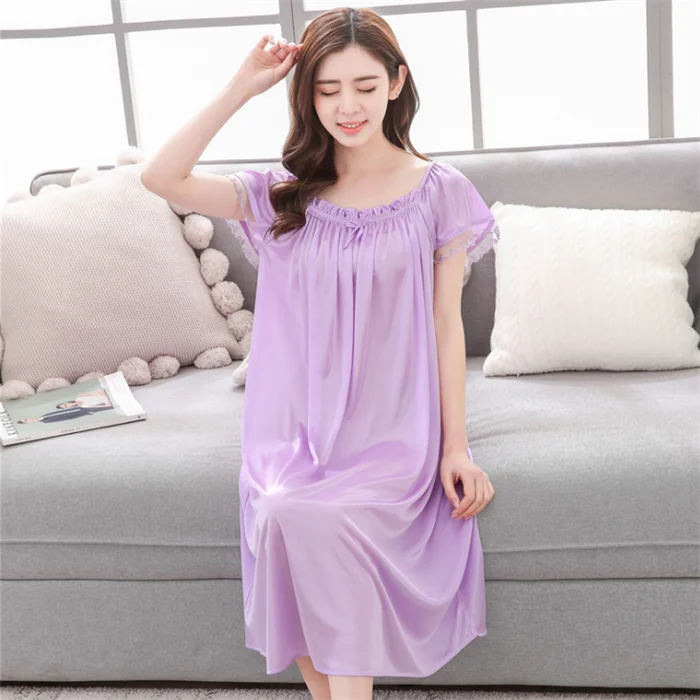 New women clothes  8 colors  cute nighty Wholesale Chinese short Sleeve Women night  Pajamas dress  high quality  nightgown