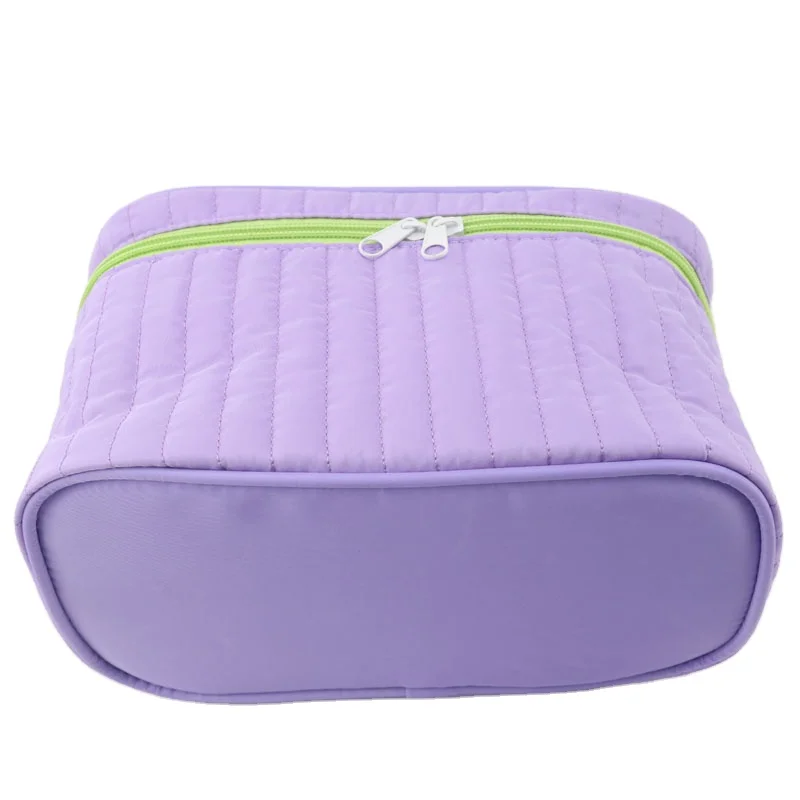 New Design Macaron Bright Color Quilted Makeup Bag Cosmetic Bag Travelling Portable Square Patchwork Makeup Zipper Case