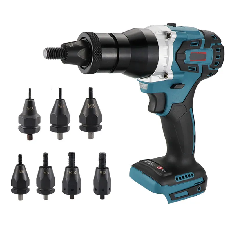 Electric cordless Rivet Gun Powerful Brushless Electric Submachine Gun Automatic Riveting Nut Gun Riveting Tool M3M4M5M6M8M10
