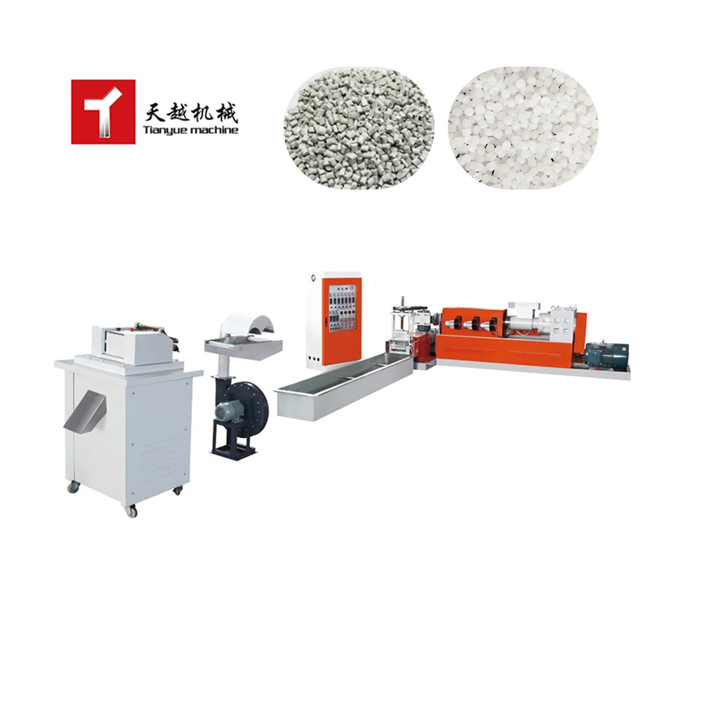 TIANYUE China High Yield ABS Pvc Ldpe Hdpe PP Air Cooling Pet Pelletizer Mini Granules Plastic Recycling And Granulating Machine