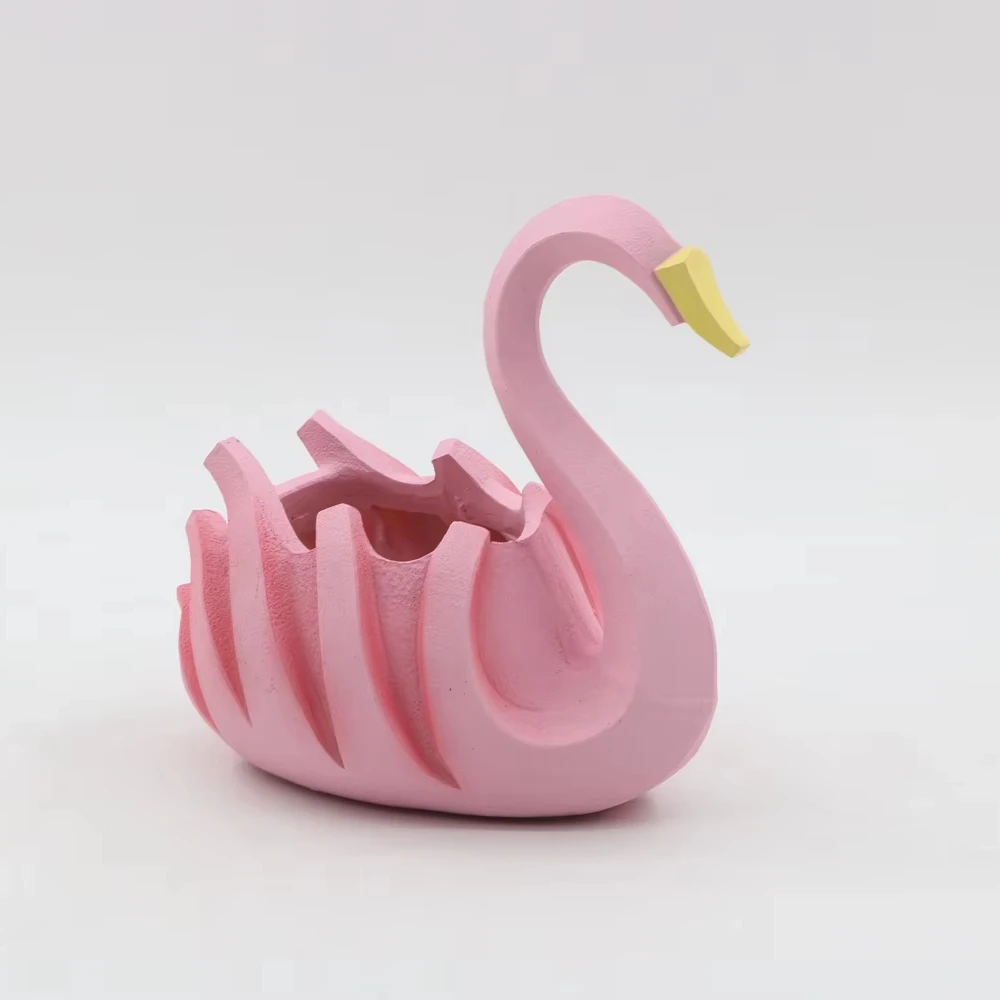 Modern Vintage Design Swan Shape Polyresin Vase Tabletop Decoration with Vintage Style Functional Floor Vase