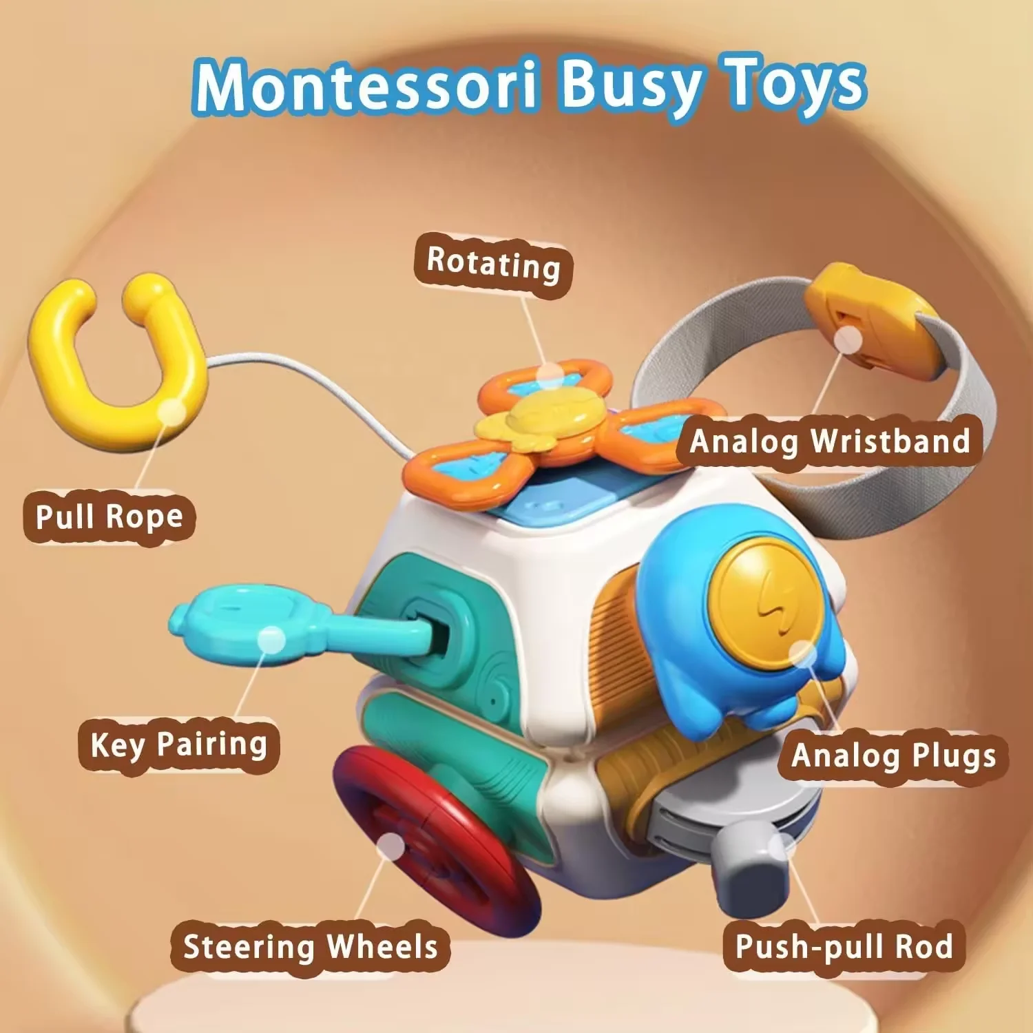 2024 Trending Selection  Montessori Busy Cube Sensory Toys Sensory Busy Board Busy Cube Travel Toys Birthday Gift For Kids